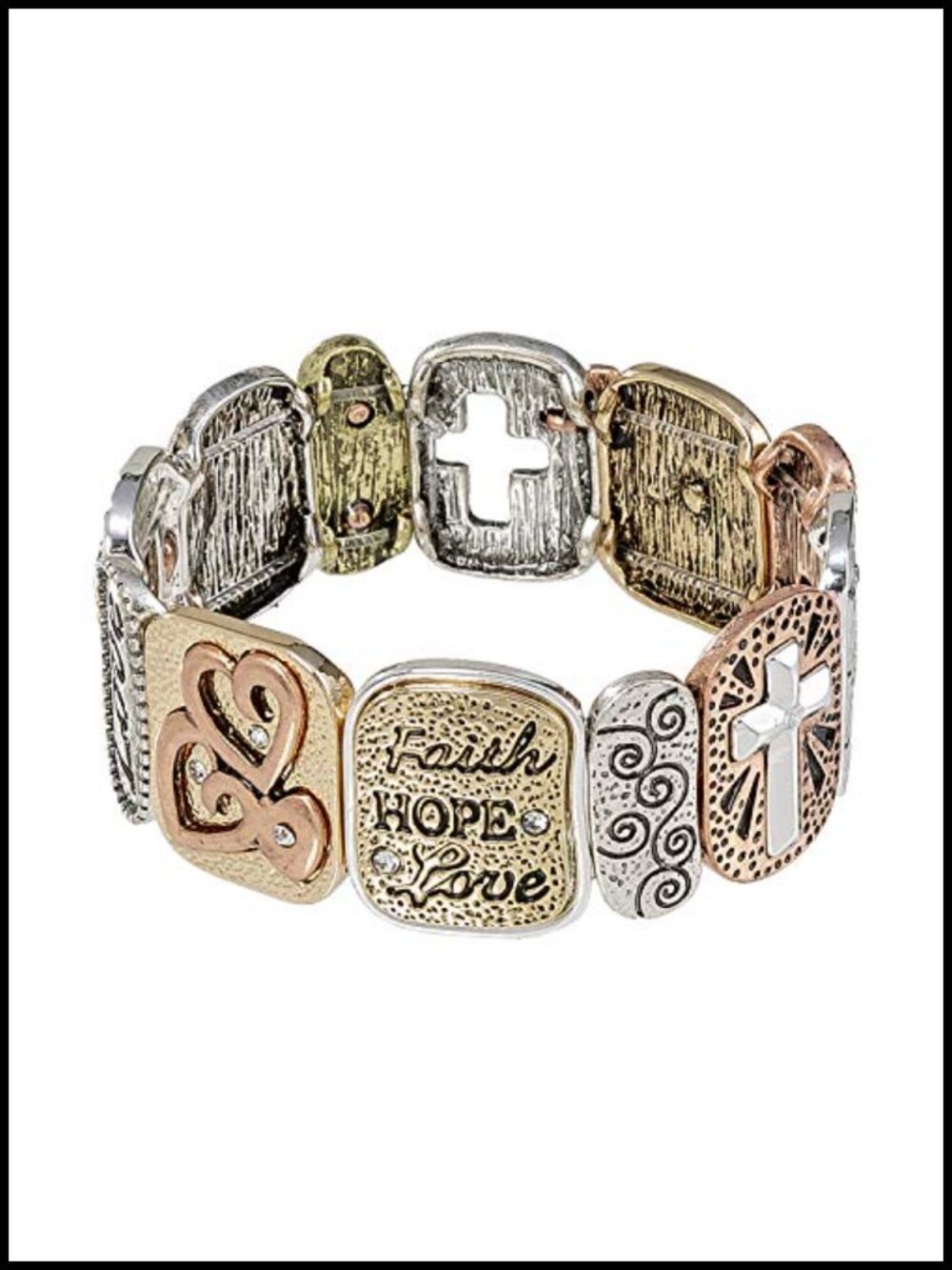 Madison Tyler Religious Bracelet Women Prayer Cross Stretch Bracelet Gold Plated
